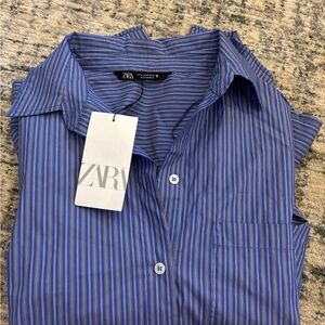 Zara NWT Casual Button Down Striped Shirt